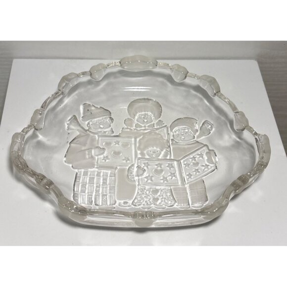 Mikasa Carolers Candy Dish Trinket Serving Frosted Etched Hearts 8.5 x 6.5" - Picture 1 of 6